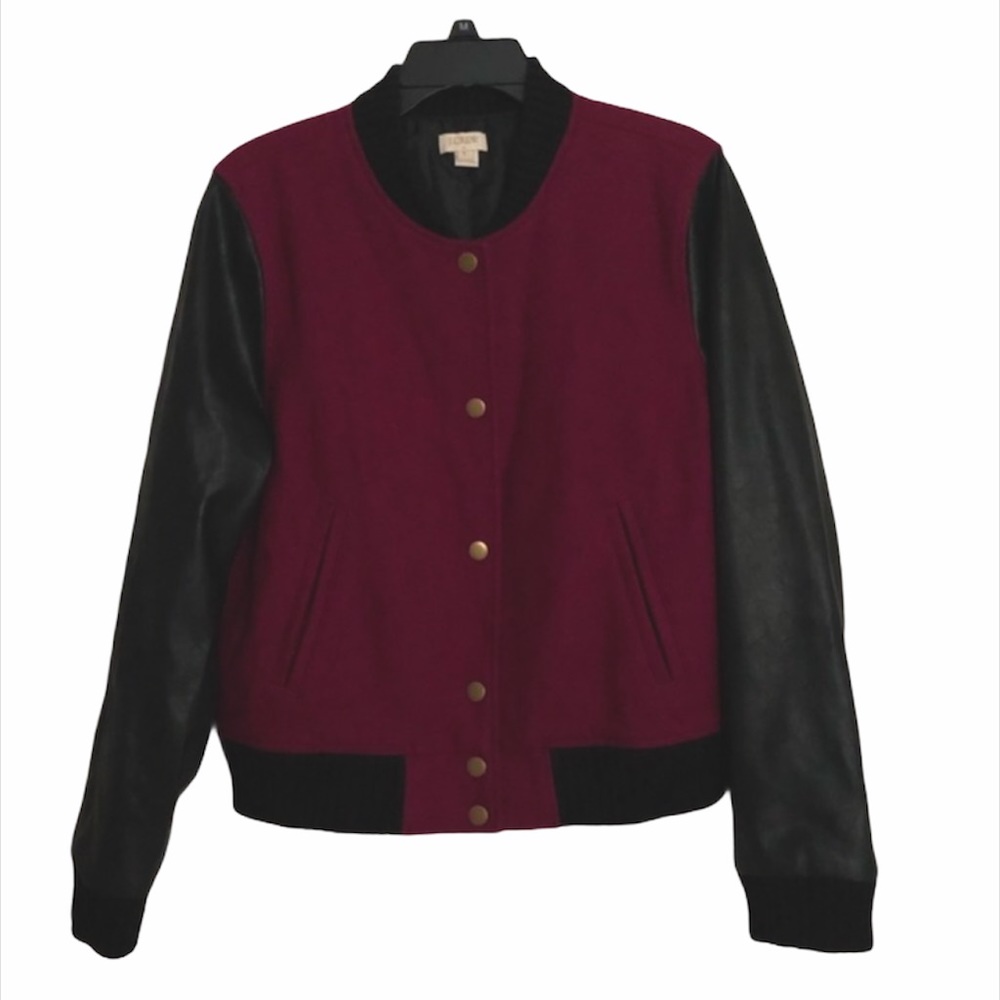 J. Crew Wool Blend/Faux Leather Jacket